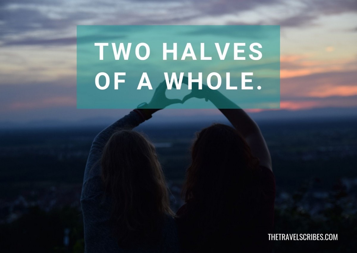 Best caption for friends - Two halves of a whole